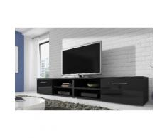 TV-Bank Schrank in Schwarz und Hochglanz-Schwarz, 240 cm