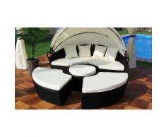 Lounge-Sonneninsel Ø 210 cm in Schwarz inkl. Schutzbezug