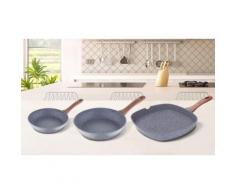 3tlg. professionelles San Ignacio Granitpfannen und Grill-Set
