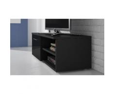 TV-Bank Schrank in Schwarz und Hochglanz-Schwarz, 120 cm