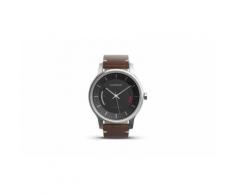 Garmin Fitness-Tracker-Armbanduhr mit Gehäuse in Silber und Lederarmband