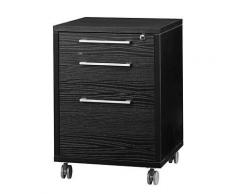 Schreibtisch Rollcontainer in Schwarz Esche mit Schloss
