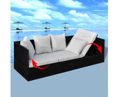 vidaXL Rattan Sonnenliege Gartenliege Rattanbett Schwarz