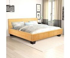 vidaXL Bett handgewebtes Rattan 140 x 200 cm