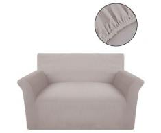 vidaXL Sofahusse Sofabezug Stretchhusse Beige Polyester Rippstrick