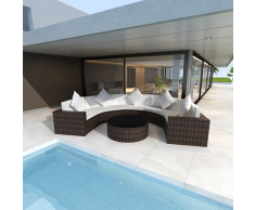 vidaXL Gartenmöbel, halbrundes Poly Rattan Sofa Set mit Tisch, Braun