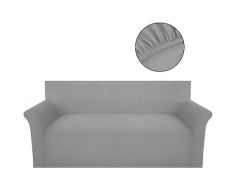 vidaXL Sofahusse Sofabezug Stretchhusse Polyester Rippstrick Grau