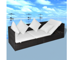 vidaXL Rattan Sonnenliege Gartenliege Rattanbett Braun
