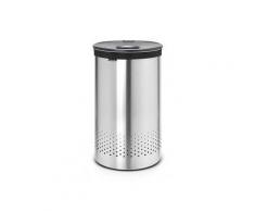 Brabantia Wäschebox mit Kunststoffdeckel, 60 Liter Fassungsvermögen, Farbe: Matt Steel