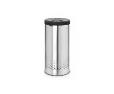 Brabantia Wäschebox mit Kunststoffdeckel, 35 Liter Fassungsvermögen, Farbe: Matt Steel