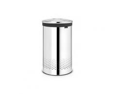 Brabantia Wäschebox mit Edelstahldeckel, 60 Liter Fassungsvermögen, Farbe: Brilliant Steel