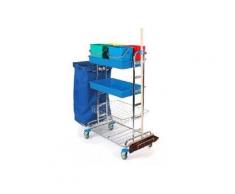 Floorstar Putzwagen PW 3, verchromt, ohne Deckel, Sack und Besen, mit Halterahmen 2 x 120 l