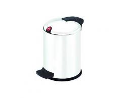 Hailo Tret-Kosmetikeimer design 4, Tret-Abfalleimer, Inhalt ca. 4 Liter, Stahl, weiß - Kunststoff-Inneneimer, schwarz