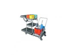 Floorstar Reinigungswagen 1 Multi BASIC, Reinigungswagen mit aufgesetztem Doppelfahrwagen, Maße: 133 cm x 66 cm x 110 cm