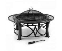Blumfeldt - Ronda Feuerschale Ø95cm Grill Feuerstelle Funkenschutz Stahl brüniert