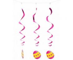 Ostereier-Spiralen Oster-Deko 3 Stück pink-gelb 60cm