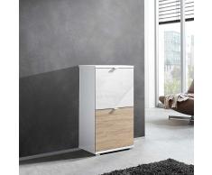 Kleiner Schuhschrank in Weiß Hochglanz Eiche San Remo