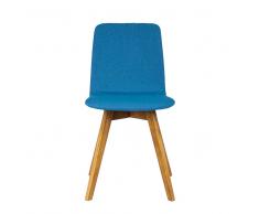 Stuhl Set in Blau Stoff Eiche Massivholz (2er Set)