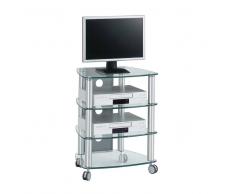 TV Rollwagen aus Glas Aluminium