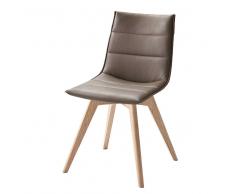 Designer Stuhl in Braun Kunstleder Eiche Bianco (2er Set)