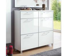 Schuhschrank in Weiß Glas beschichtet 120 cm