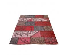 Patchwork Teppich in Rot Pink