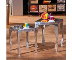 Design Beistelltisch in Silber Aluminium (2-teilig)