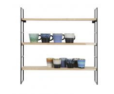 Hängeregal aus Holz massiv Schwarz Metall (2er Set)