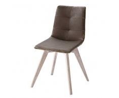 Stuhl Set in Braun Kunstleder Eiche massiv (2er Set)