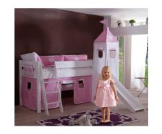 Mädchen-Hochbett mit Absturzsicherung Weiß-Rosa