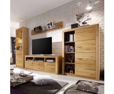 Wohnzimmer Schrankwand aus Eiche geölt 200 cm hoch (4-teilig)