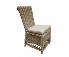 Esszimmerstuhl aus Rattan Grau