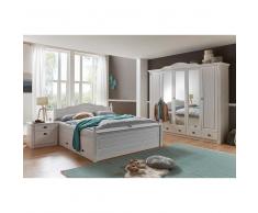Schlafzimmer Komplettset mit Doppelbett Weiß Kiefer massiv (4-teilig)