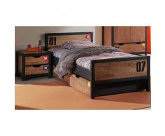 Jugendzimmer Bett in Braun Schwarz Kiefer (3-teilig)