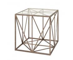 Design Beistelltisch in Bronzefarben Metall Glasplatte