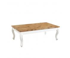 Shabby Chic Couchtisch in Weiß Teak massiv