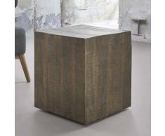 Quadratischer Beistelltisch mit Rollen Mangobaum Massivholz