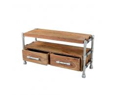 TV Lowboard aus Sheesham Massivholz Metallrohre