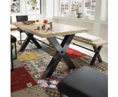 Esstisch und Bank im Loft Design Eiche Bianco Eisen (2-teilig)