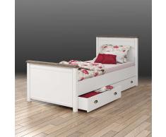 Landhausbett in Weiß mit Schubladen (3-teilig)