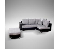 Eckcouch mit Hocker Grau Schwarz (2-teilig)
