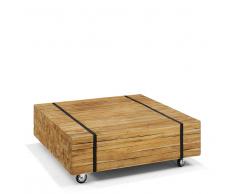 Couchtisch aus Teak Recyclingholz Rollen