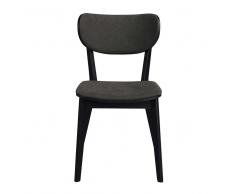 Stuhl Set in Schwarz Eiche massiv Dunkelgrau (2er Set)