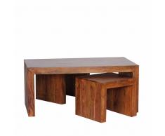 Sofatisch Set aus Sheesham Massivholz Landhaus (3-teilig)