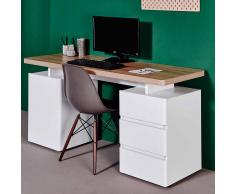 Bürotisch in Weiß Eiche 150 cm