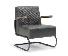 Retro Freischwinger in Anthrazit Kunstleder Metall