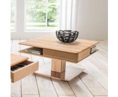 Säulen Couchtisch aus Wildeiche Massivholz Edelstahl