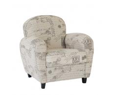 Design Sessel mit Schrift Beige