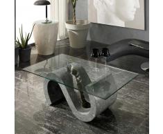 Design Couchtisch aus Stein und Glas S-förmig
