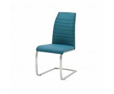 Schwingstuhl in Blau Kunstleder Edelstahl (2er Set)